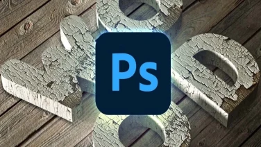 Como crear un efecto de texto 3D en Photoshop de madera astillada