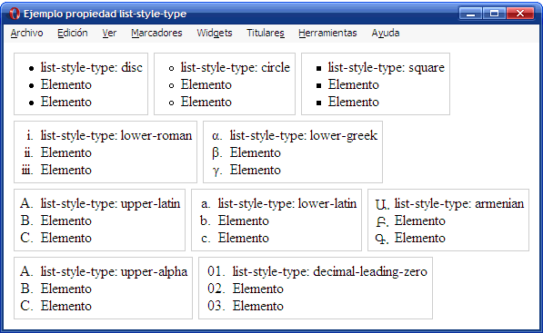 Ejemplo de propiedad list-style-type