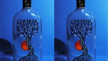 Árbol de la vida: botella hecha con pinturas acrílicas