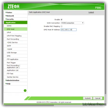 Router F680 - DMZ