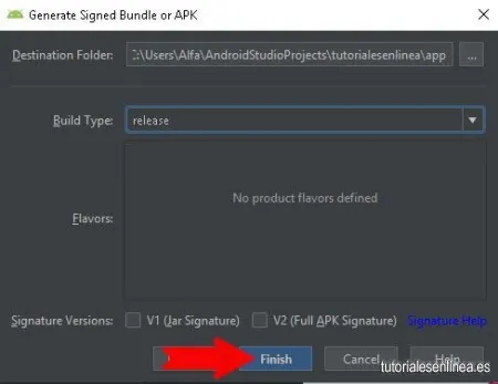 Como crear un APK firmado en Android Studio