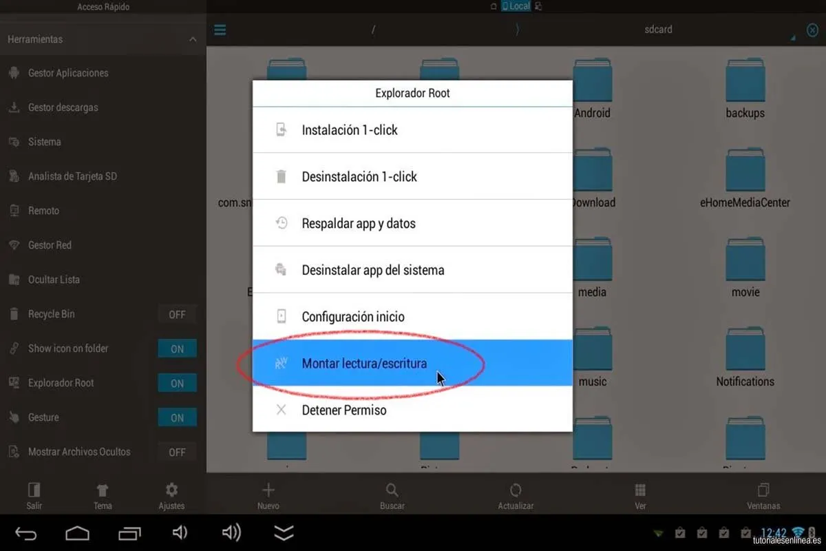 Montar el sistema de lectura y escritura en Android